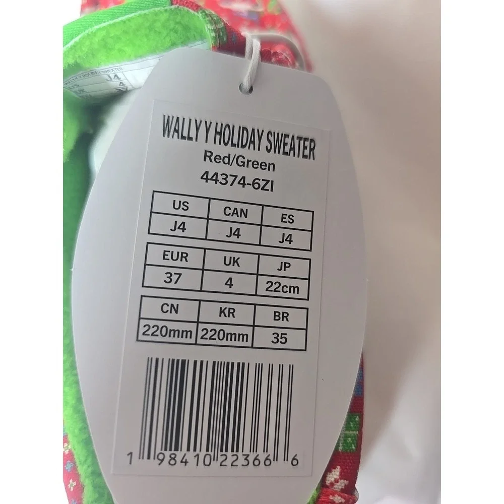 Hey Dude NIB Wally Y Holiday Sweater Red/Green Shoes Youth Size J4 NEW
